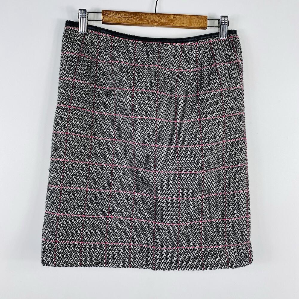 Talbots Pencil Skirt 8 Plaid Tweed Straight Lined Cotton Wool Made In USA